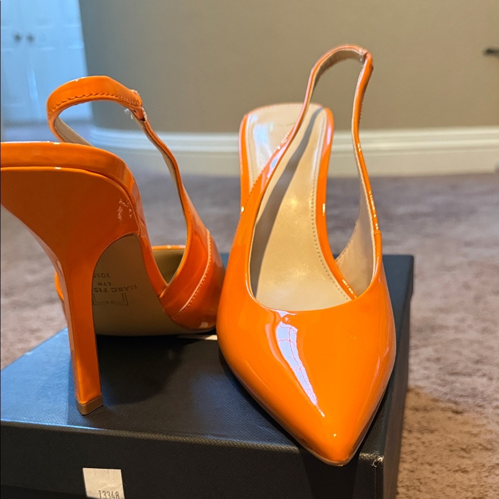 Marc Fisher EMALYN Bright Orange Slingback Heels COMFY - Picture 3 of 6